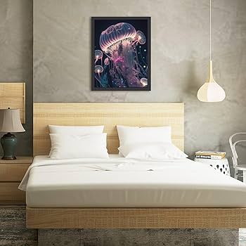 Amazon.co.jp: 水に浮かぶクラゲ 絵画 絵 幻想的な海の生き物